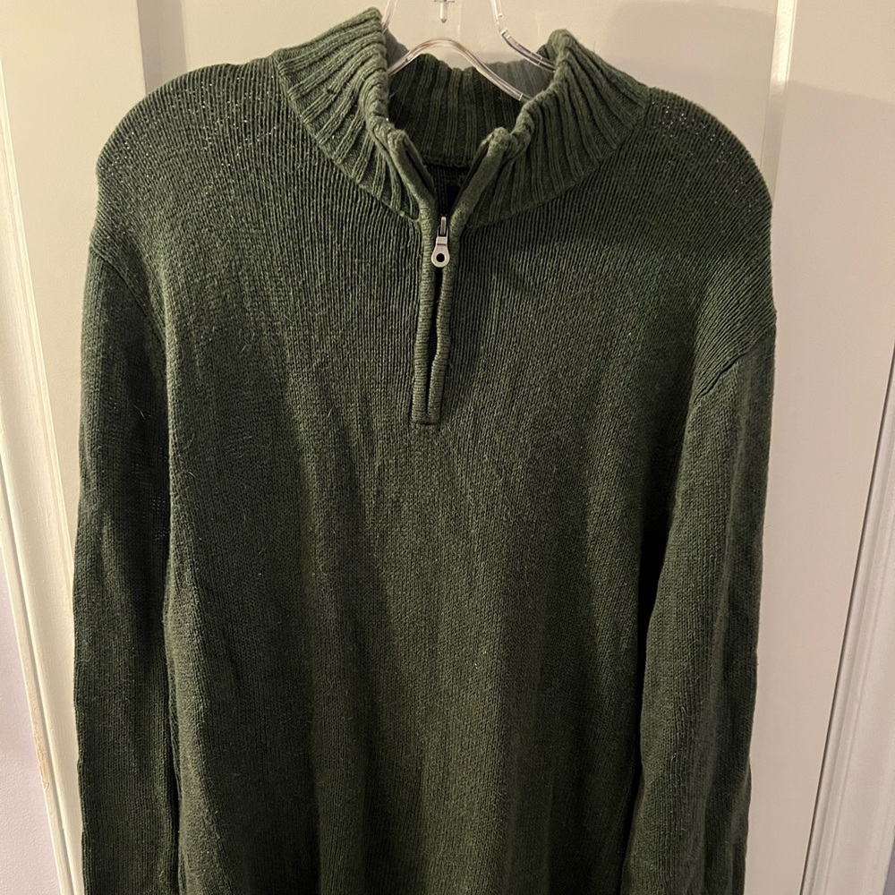 XL green quarter zip sweater